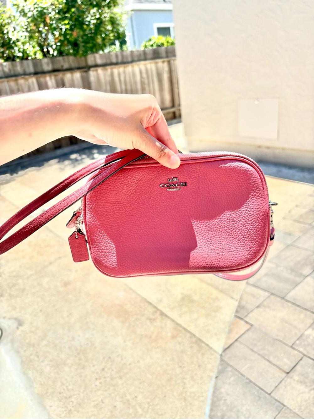NWT Coach Leather Crossbody Bag Pink With Silver Hardware